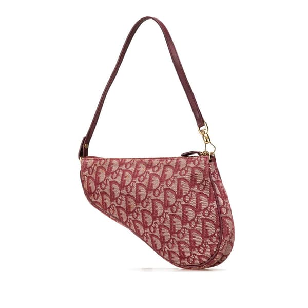 Pre-owned Dior Mini Diorissimo Canvas Saddle Pochette Red