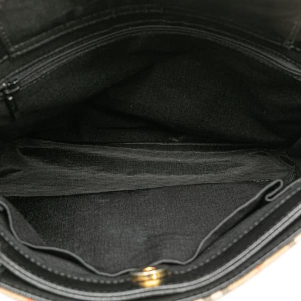 Pre-owned Burberry Haymarket Check Canvas Shoulder Bag Brown
