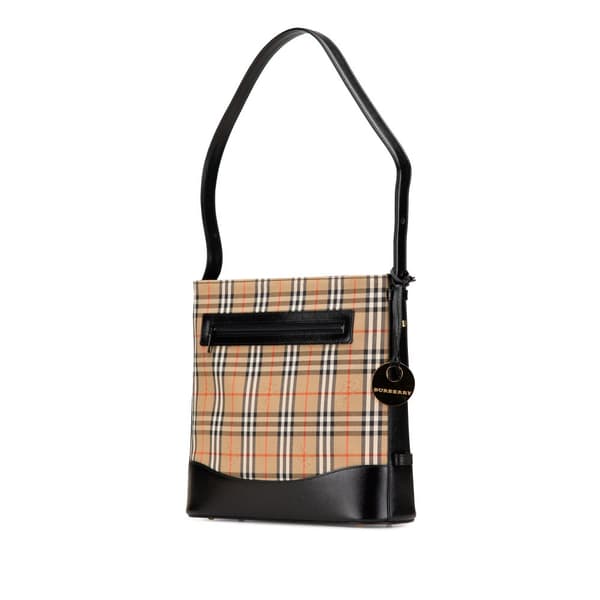 Pre-owned Burberry Haymarket Check Canvas Shoulder Bag Brown