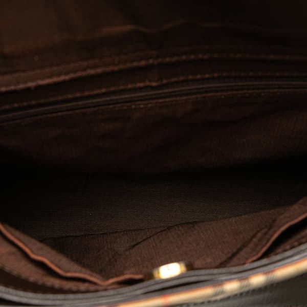 Pre-owned Burberry Haymarket Check Canvas Shoulder Bag Brown