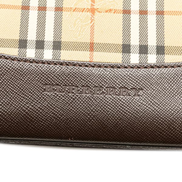 Pre-owned Burberry Haymarket Check Canvas Shoulder Bag Brown