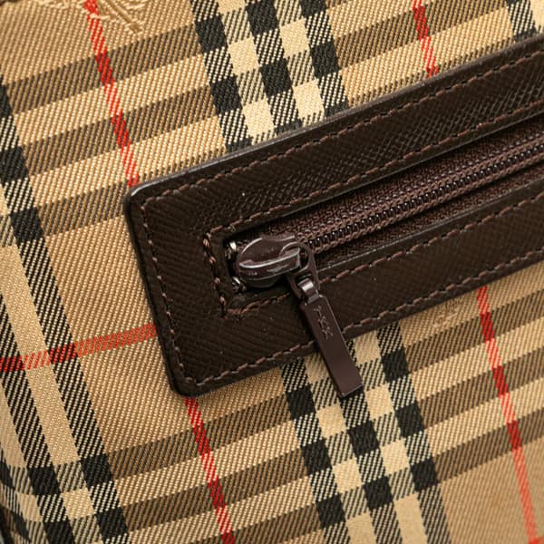 Pre-owned Burberry Haymarket Check Canvas Shoulder Bag Brown