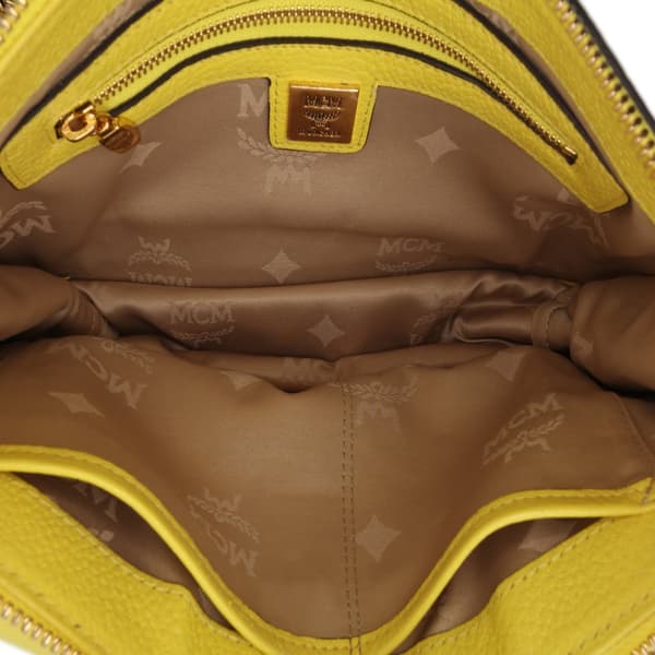 Pre-owned MCM Studded Leather Shoulder Bag Yellow