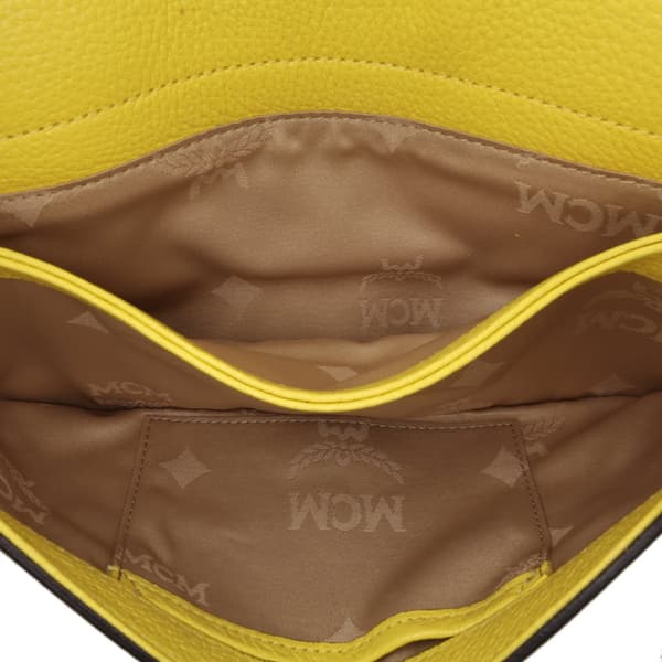 Pre-owned MCM Studded Leather Shoulder Bag Yellow