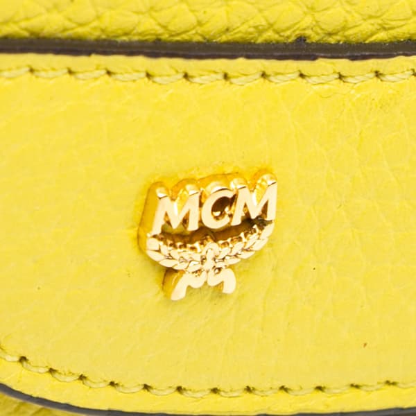 Pre-owned MCM Studded Leather Shoulder Bag Yellow