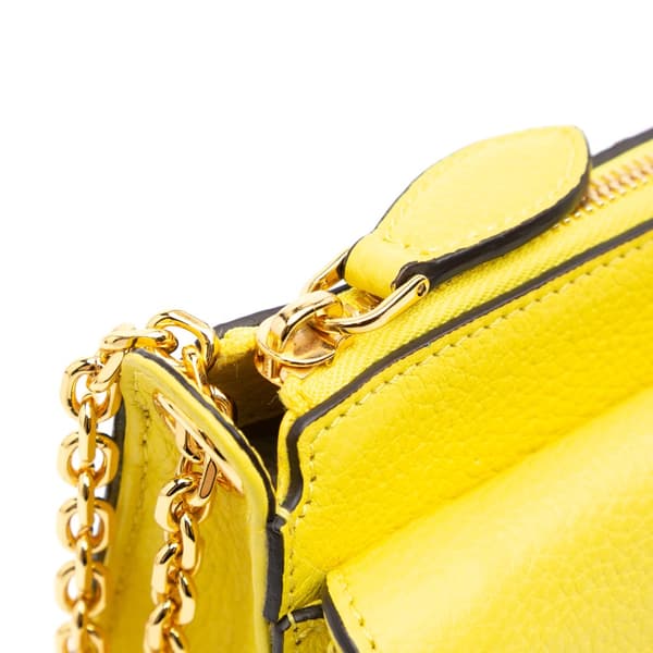Pre-owned MCM Studded Leather Shoulder Bag Yellow