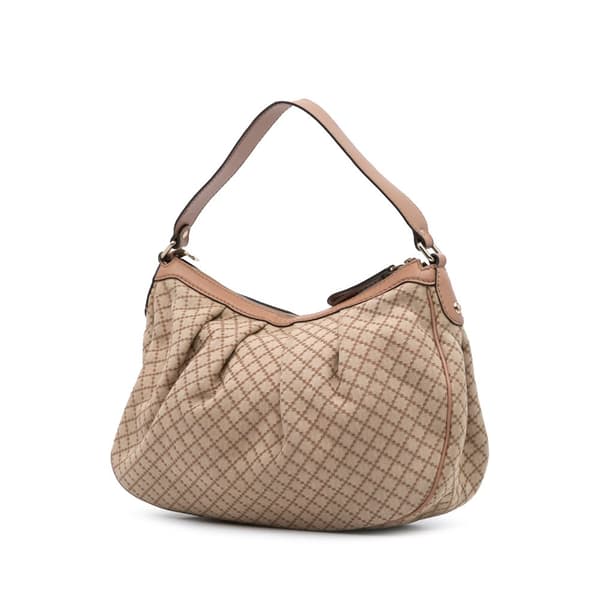 Pre-owned Gucci Diamante Canvas Sukey Shoulder Bag Brown