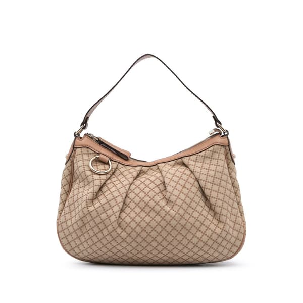 Pre-owned Gucci Diamante Canvas Sukey Shoulder Bag Brown