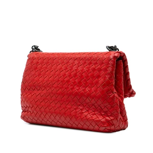 Pre-owned Bottega Veneta Small Nappa Intrecciato Olimpia Shoulder Bag Red