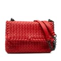 Miniatyrbild 1 av 7: Pre-owned Bottega Veneta Small Nappa Intrecciato Olimpia Shoulder Bag Red
