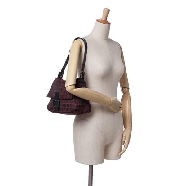 Pre-owned Fendi Zucchino Canvas Mamma Forever Red