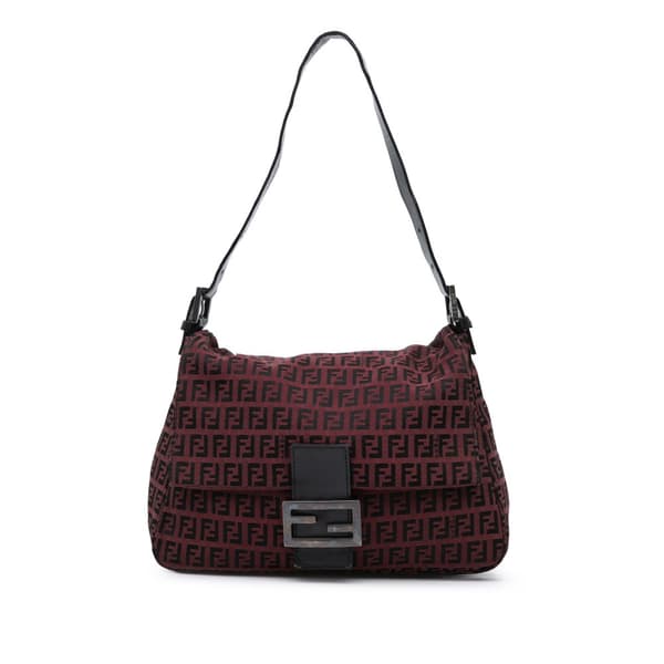 Pre-owned Fendi Zucchino Canvas Mamma Forever Red