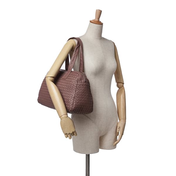 Pre-owned Bottega Veneta Nappa Intrecciato Shoulder Bag Brown