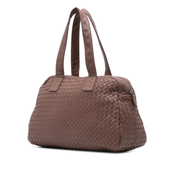 Pre-owned Bottega Veneta Nappa Intrecciato Shoulder Bag Brown