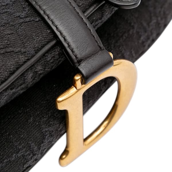 Pre-owned Dior Oblique Canvas Saddle Bag Black