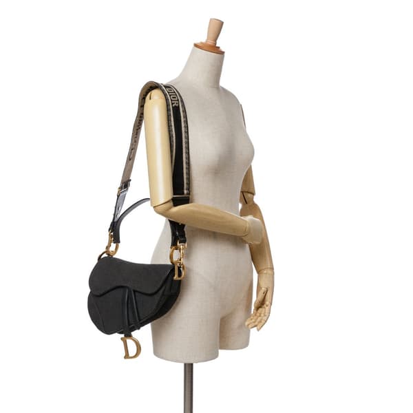 Pre-owned Dior Oblique Canvas Saddle Bag Black