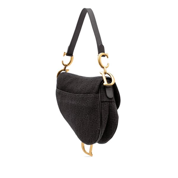 Pre-owned Dior Oblique Canvas Saddle Bag Black