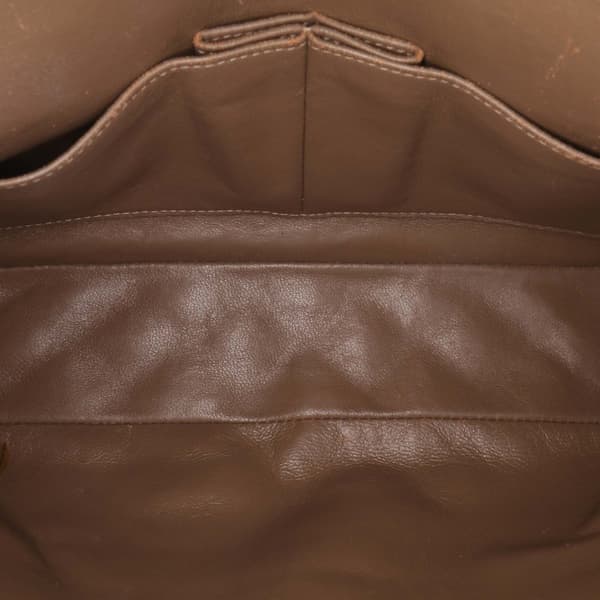 Pre-owned Chanel Medium Classic Crinkled Patent Double Flap Brown