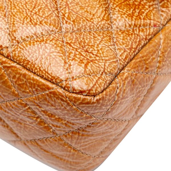 Pre-owned Chanel Medium Classic Crinkled Patent Double Flap Brown
