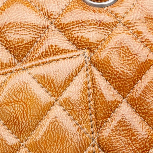 Pre-owned Chanel Medium Classic Crinkled Patent Double Flap Brown