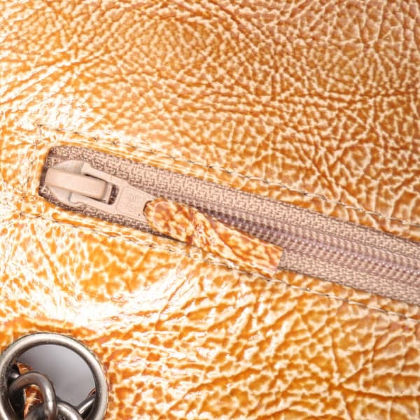 Pre-owned Chanel Medium Classic Crinkled Patent Double Flap Brown