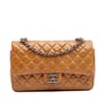 Miniatyrbild 1 av 10: Pre-owned Chanel Medium Classic Crinkled Patent Double Flap Brown