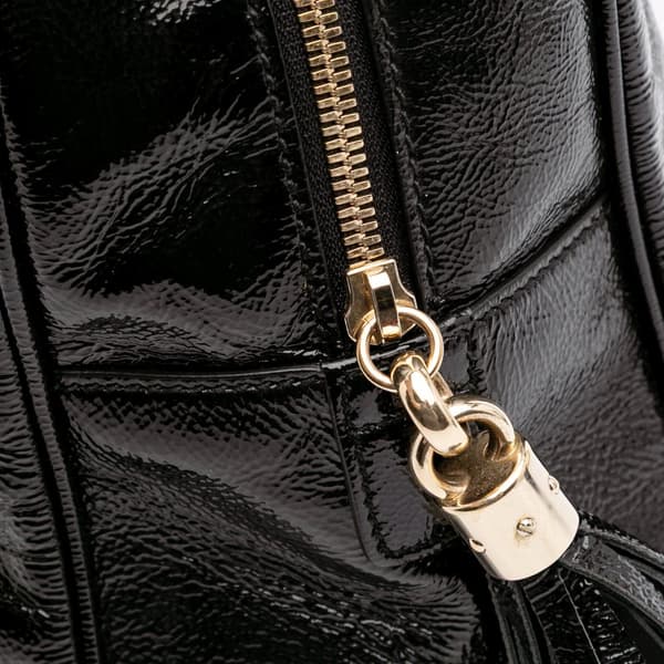 Pre-owned Gucci Patent Soho Chain Shoulder Bag Black