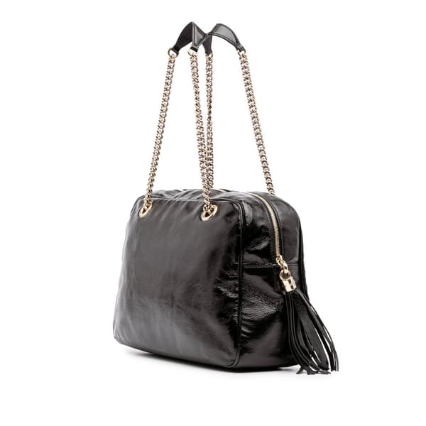 Pre-owned Gucci Patent Soho Chain Shoulder Bag Black