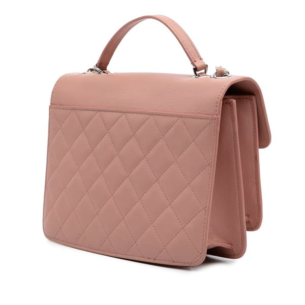 Pre-owned Chanel Large Quilted Goatskin CC Box Flap Pink