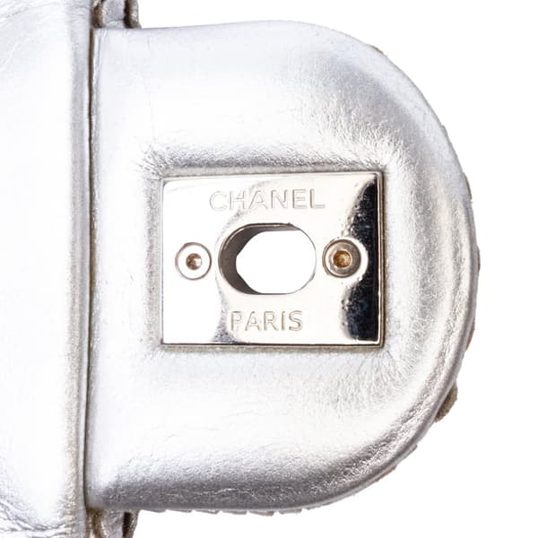 Pre-owned Chanel Small Metallic Lambskin Laser Cut Flap Silver