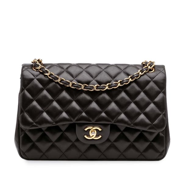Pre-owned Chanel Jumbo Classic Lambskin Double Flap Black