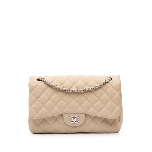 Pre-owned Chanel Jumbo Classic Caviar Double Flap Brown