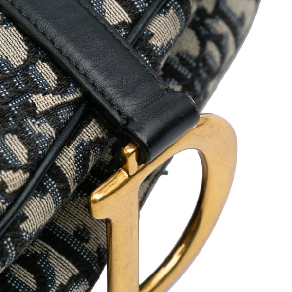 Pre-owned Dior Oblique Canvas Saddle Bag Blue
