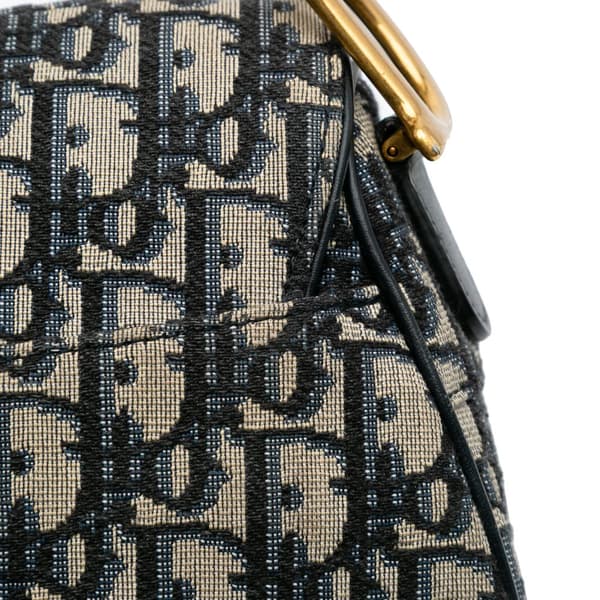 Pre-owned Dior Oblique Canvas Saddle Bag Blue