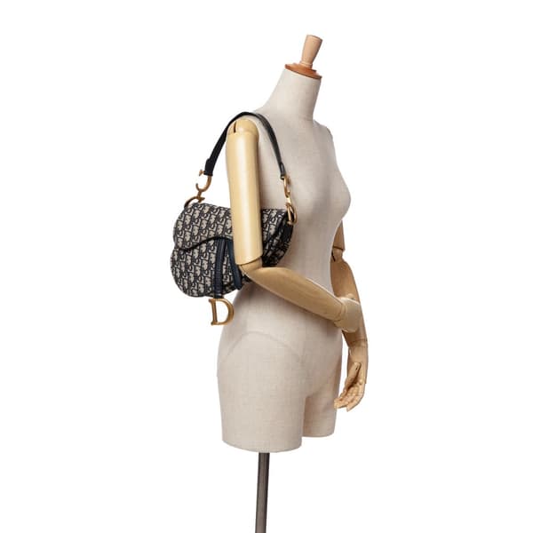 Pre-owned Dior Oblique Canvas Saddle Bag Blue