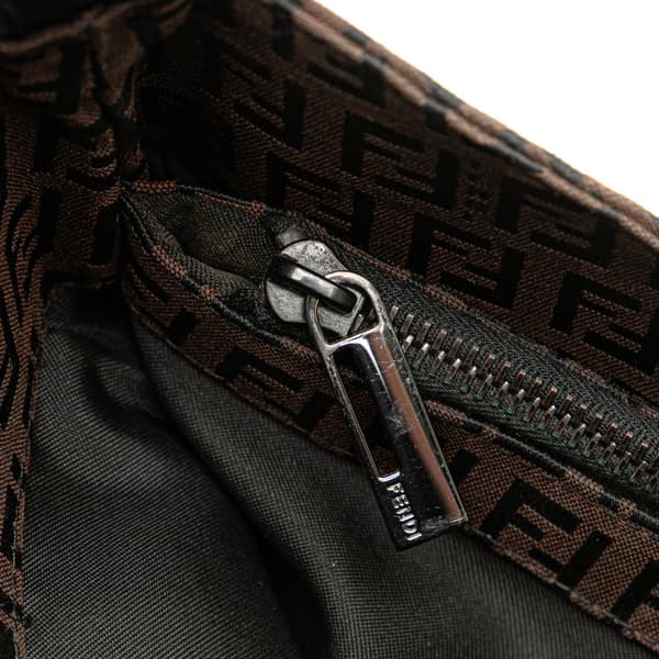 Pre-owned Fendi Zucchino Canvas Shoulder Bag Brown