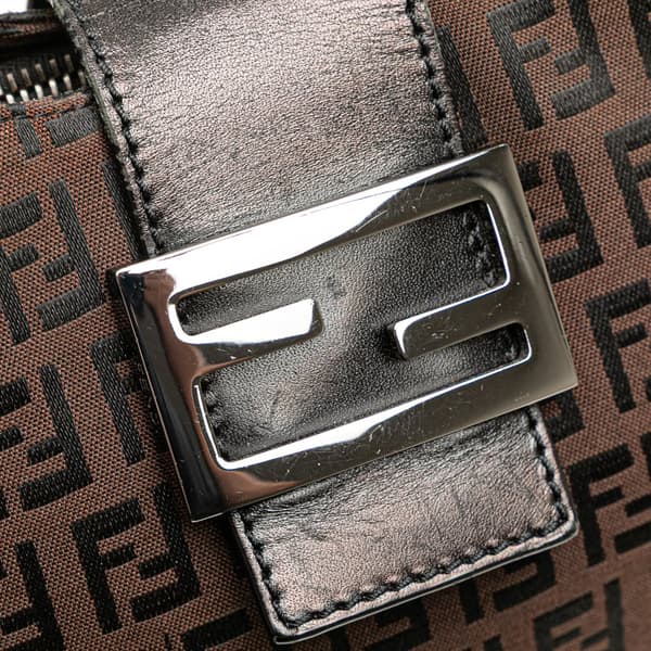 Pre-owned Fendi Zucchino Canvas Shoulder Bag Brown