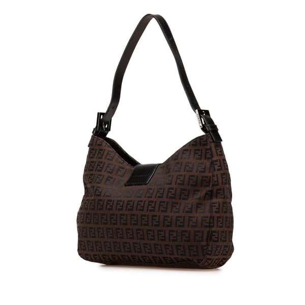 Pre-owned Fendi Zucchino Canvas Shoulder Bag Brown