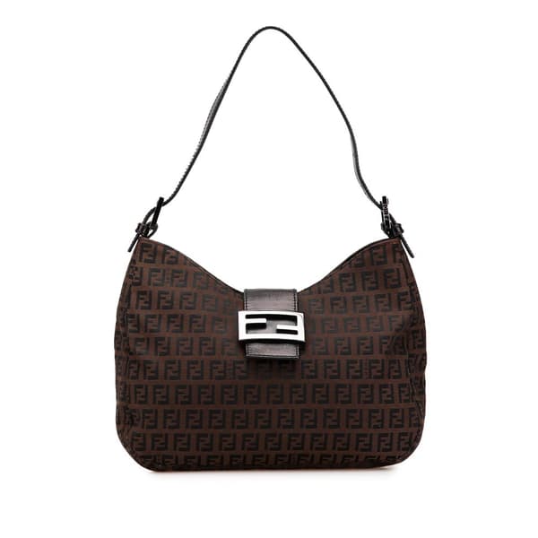 Pre-owned Fendi Zucchino Canvas Shoulder Bag Brown
