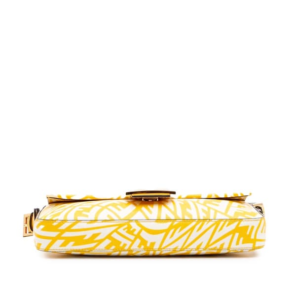 Pre-owned Fendi Sarah Coleman Zucca Coated Canvas 1997 Vertigo Baguette Yellow