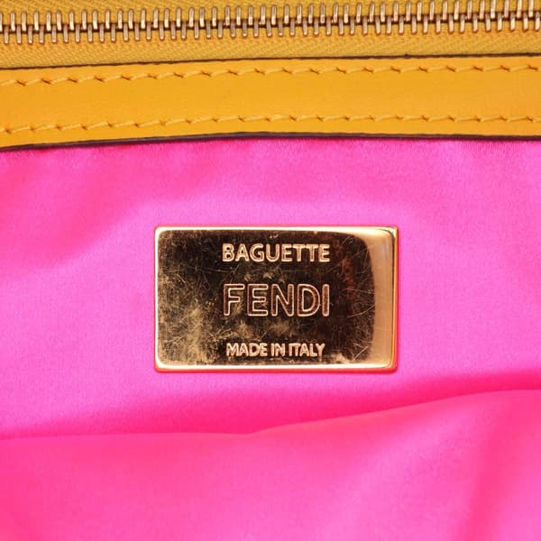 Pre-owned Fendi Sarah Coleman Zucca Coated Canvas 1997 Vertigo Baguette Yellow
