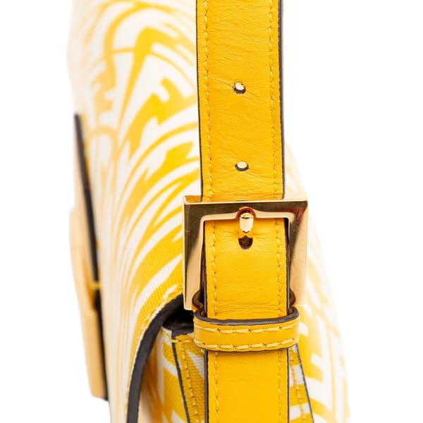 Pre-owned Fendi Sarah Coleman Zucca Coated Canvas 1997 Vertigo Baguette Yellow