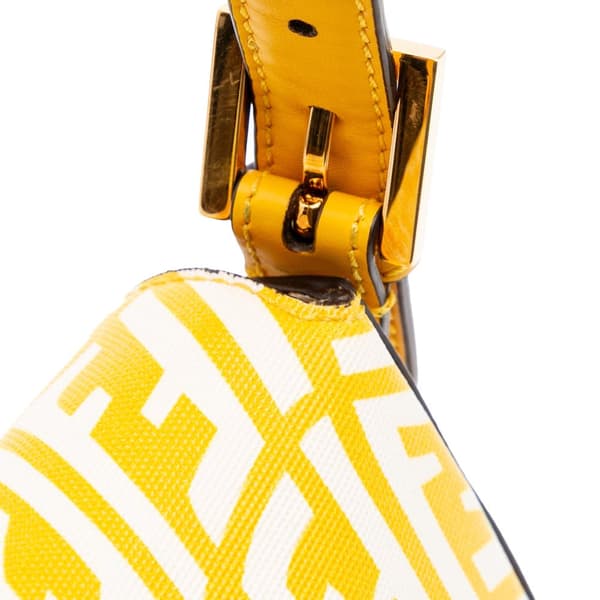 Pre-owned Fendi Sarah Coleman Zucca Coated Canvas 1997 Vertigo Baguette Yellow