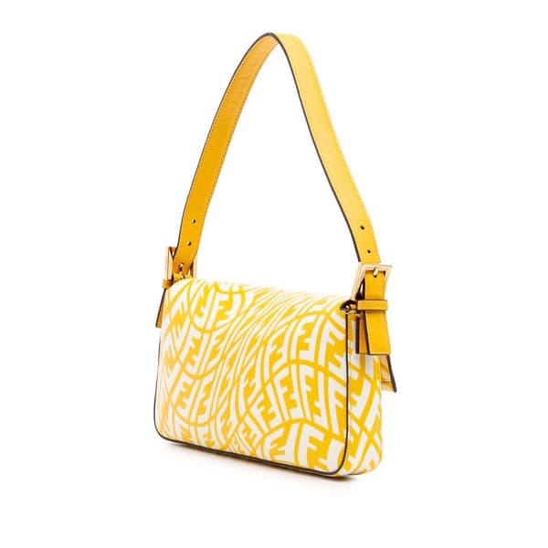 Pre-owned Fendi Sarah Coleman Zucca Coated Canvas 1997 Vertigo Baguette Yellow