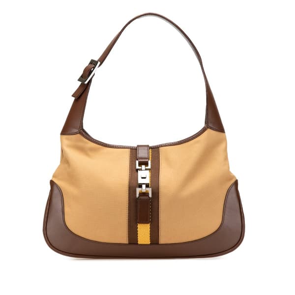 Pre-owned Gucci Canvas Web Jackie Shoulder Bag Brown