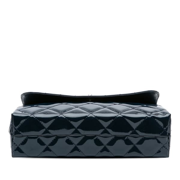 Pre-owned Chanel Quilted Patent In The Business Flap Blue