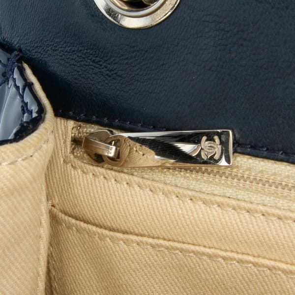 Pre-owned Chanel Quilted Patent In The Business Flap Blue