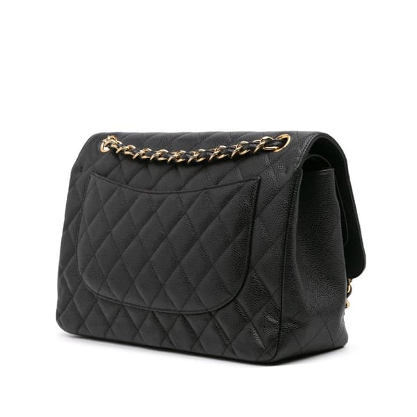 Pre-owned Chanel Jumbo Classic Caviar Double Flap Black