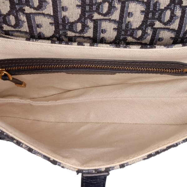 Pre-owned Dior Oblique Canvas Saddle Bag Blue