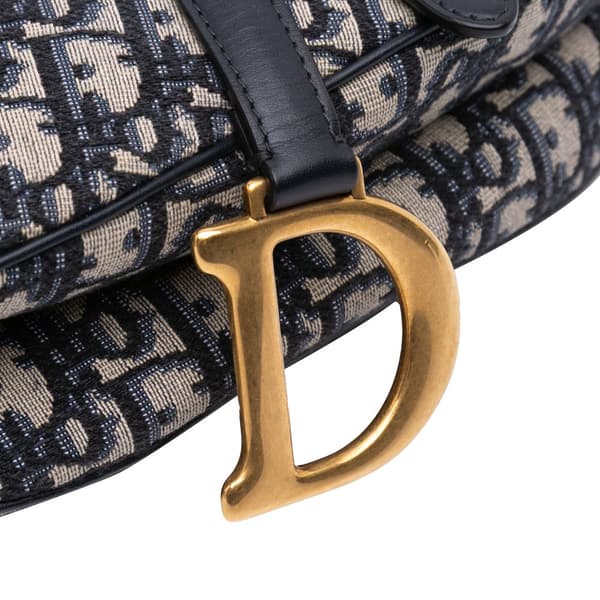 Pre-owned Dior Oblique Canvas Saddle Bag Blue